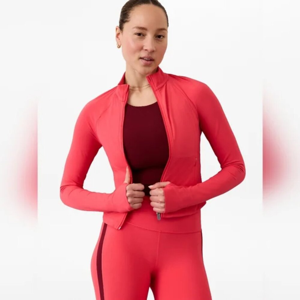 ATHLETA Salutation Crop Jacket in Punch - Large Petite